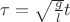 $\tau=\sqrt{\frac{g}{l}}t$