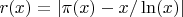 $r(x)=|\pi(x)-x/\ln(x)|$