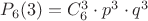$P_6(3)=C^3_6\cdot p^3 \cdot q^3$