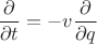 $\dfrac{\partial}{\partial t} = - v \dfrac{\partial}{\partial q}$ $\dfrac{\partial}{\partial t} = - v \dfrac{\partial}{\partial q}$