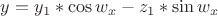$y=y_1*\cos{w_x}-z_1*\sin{w_x}$