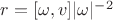$r = [\omega,v]|\omega|^{-2}$