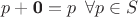 $p + \textbf 0 = p \,\,\, \forall p \in S$ $p + \textbf 0 = p \,\,\, \forall p \in S$