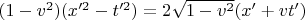 $(1-v^2)(x'^2-t'^2)=2\sqrt{1-v^2}(x'+vt')$