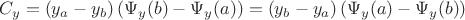 $$C_y=(y_a-y_b)\left(\Psi_y(b)-\Psi_y(a)\right)=(y_b-y_a)\left(\Psi_y(a)-\Psi_y(b)\right)$$