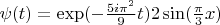 $\psi(t)=\exp(-\frac{5i\pi^2}{9}t)2\sin(\frac{\pi}{3}x)$