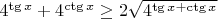 $4^{\tg x}+4^{\ctg x} \ge 2 \sqrt{4^{\tg x+\ctg x}}$