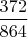 $\dfrac{372}{864}$