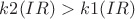 $k2(IR)>k1(IR)$