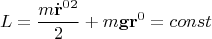 $$L={m{\dot{\mathbf{r}}^0}^2\over 2} + m\mathbf{gr}^0=const$$