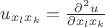 $u_{x_lx_k}={\frac{\partial^2{u}}{\partial{x_lx_k}}}$