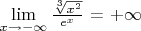 $\lim\limits_{x\to - \infty}\frac{\sqrt[3]{x^2}}{e^x}$ = $+\infty$