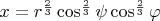 $x=r^{\frac23}\cos^{\frac23}\psi\cos^{\frac23}\varphi$