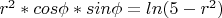 $r^2*cos\phi*sin\phi=ln(5-r^2)$