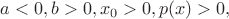 $a<0, b>0, x_0>0, p(x)>0,$