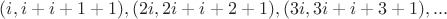 $(i , i + i + 1 + 1) , (2i, 2i + i + 2 + 1) , (3i, 3i + i + 3 + 1), ...$