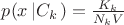 $p(x\left| {{C_k}} \right.) = \frac{{{K_k}}}{{{N_k}V}}$
