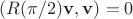 $(R(\pi/2)\mathbf v,\mathbf v) = 0$