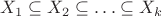 $X_1\subseteq X_2\subseteq\ldots\subseteq X_k$