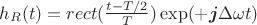 $h_R(t) = rect(\frac{t-T/2}{T})\exp(+\boldsymbol{j} \Delta \omega t)$