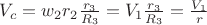 $V_c = w_2 r_2\frac{r_3}{R_3} = V_1\frac{r_3}{R_3} = \frac{V_1}{r}$