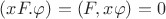 $(xF.\varphi)=(F,x\varphi)=0$