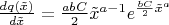 $\frac{dq(\tilde x)}{d\tilde x}=\frac{abC}{2}\tilde x^{a-1}e^{\frac{bC}{2}\tilde x^a}$