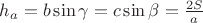 $h_a=b\sin\gamma=c\sin\beta=\frac{2S}{a}$