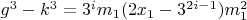 $g^3-k^3=3^im_1(2x_1-3^{2i-1})m_1^2$