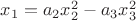 $x_1=a_2x_2^2-a_3x_3^2$