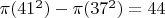 $\pi (41^2)- \pi (37^2) = 44$