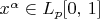 $x^\alpha\in L_p[0,\,1]$