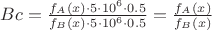 $Bc=\frac{f_A \left(x \right) \cdot 5 \cdot 10^{6} \cdot 0.5}{f_B \left(x \right) \cdot 5 \cdot 10^{6} \cdot 0.5}=\frac{f_A \left(x \right)}{f_B \left(x \right)}$