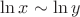 $\ln x\sim\ln y$