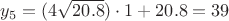 $y_5=(4\sqrt{20.8}) \cdot 1+20.8=39$