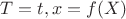 $T=t, x=f(X)$