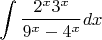 $$\int \frac {2^x3^x}{9^x-4^x} dx$$