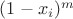 $(1-x_i)^m$ $(1-x_i)^m$