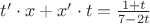 $t'\cdot x+x'\cdot t =\frac{1+t}{7-2t}$