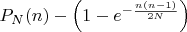 $P_N(n)-\left(1-e^{-\frac{n(n-1)}{2N}}\right)$
