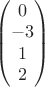 \begin{pmatrix} 0 \\ -3 \\ 1 \\ 2 \end{pmatrix}
