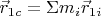 $$\vec r_{1c}=\Sigma m_i\vec r_{1i}$$