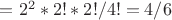 $Р = 2^2*2!*2!/4! = 4/6$