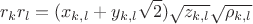 $$
r_kr_l=(x_{k,l}+y_{k,l}\sqrt{2})\sqrt{z_{k,l}}\sqrt{\rho_{k,l}}
$$
