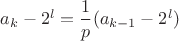$a_k-2^l = \dfrac 1 p (a_{k-1} - 2^l)$