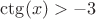 $\ctg(x)>-3$
