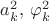 $a_k^{2},\, \varphi_k^{2}$