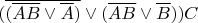 $(\overline {(\overline {AB} \vee \overline A)}\vee(\overline {AB} \vee \overline B))C $