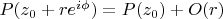 $P(z_0+re^{i\phi})=P(z_0)+O(r)$