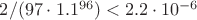 $2/(97\cdot1.1^{96})<2.2\cdot10^{-6}$ $2/(97\cdot1.1^{96})<2.2\cdot10^{-6}$
